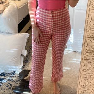 Zara Gingham Mini Flared Pants - Pink